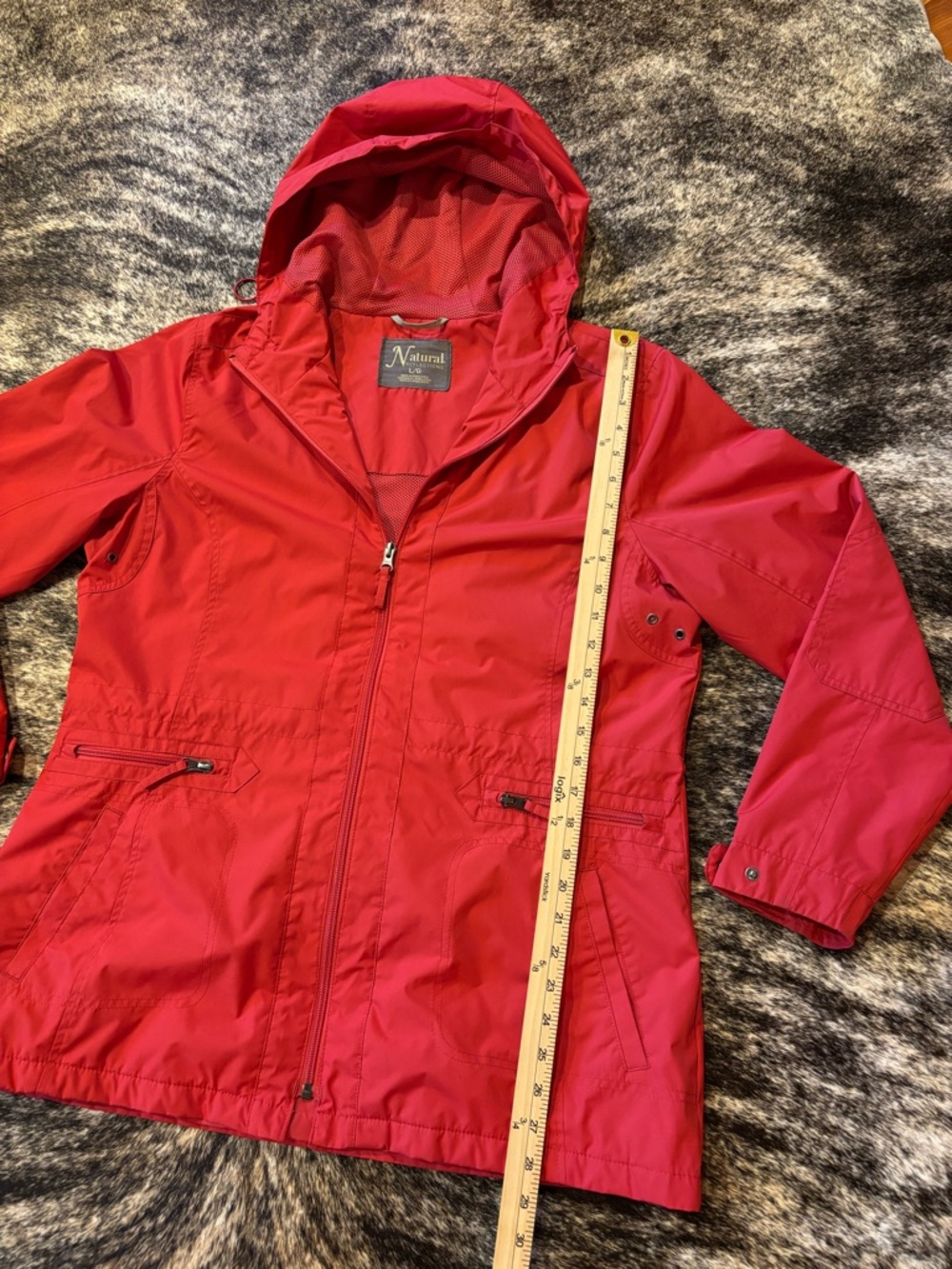 Natural Reflections Womens Red Hooded Rain Jacket, Size Large - Picture 10 of 13